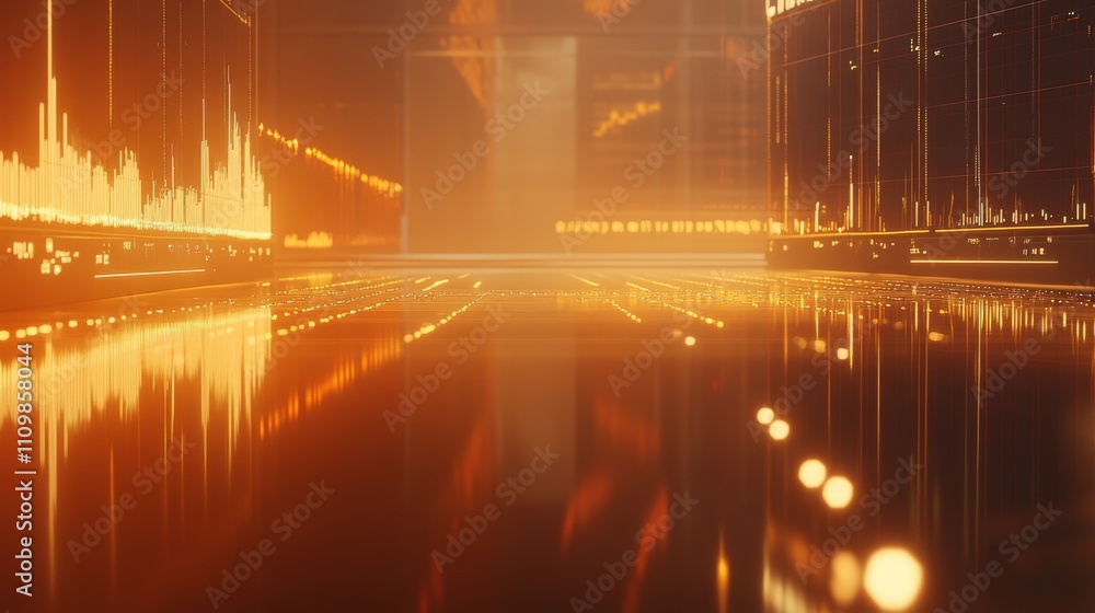 Fototapete Modern Digital Interface with Vibrant Data Visualization Elements