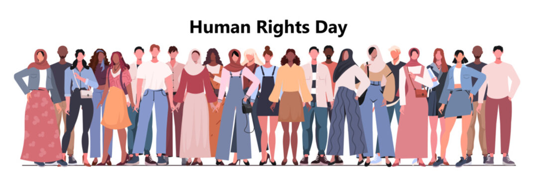 Human Rights Day is observed annually around the world on 10 December. Unity, equality, friendship and support. Vector illustration. Not AI generated