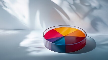 Fototapeta premium Vibrant Geometric Color Wheel Casting Shadows on Serene Surface