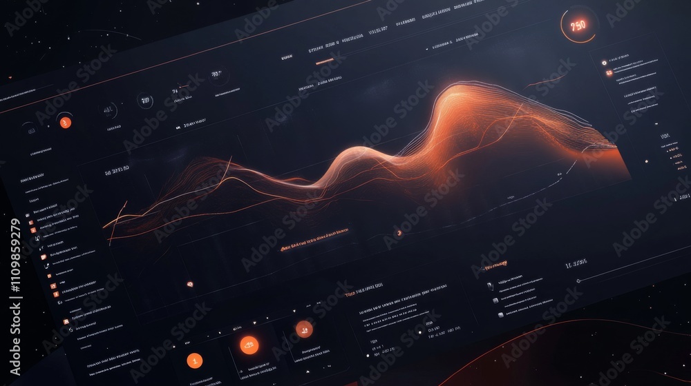 Poster modern abstract data visualization with dynamic wave elements