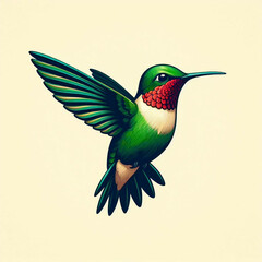 Fototapeta premium Hummingbird, illustration of paradise hummingbird bird, Hummingbirds isolated, Hummingbird flower, isolated background