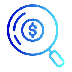 Money symbol magnifying glass icon, vector illustration for finance and business
