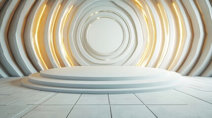 Fototapeta premium Abstract White Circular Stage with Subtle Lighting