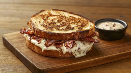 Delicious Bacon Sandwich with Crispy Bread and Creamy Sauce