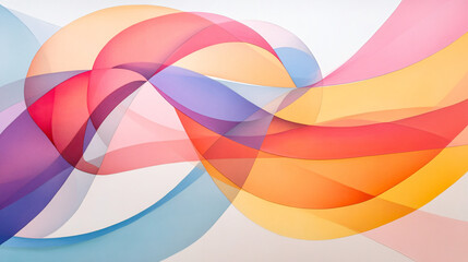 vibrant collection of abstract lines and curves in harmonious colors, showcasing fluid movement and artistic expression. This artwork features shades of red, blue, yellow, and pink