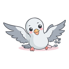 Kawaii dove cartoon icon illustration, vector, isolated-01-01