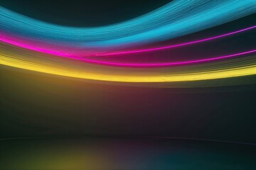 Naklejka premium Vibrant Pulsating Gradient Shapes in Cyan Magenta Yellow with Charcoal Depth Effect