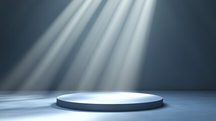 Illuminated Circular Platform Under Spotlights