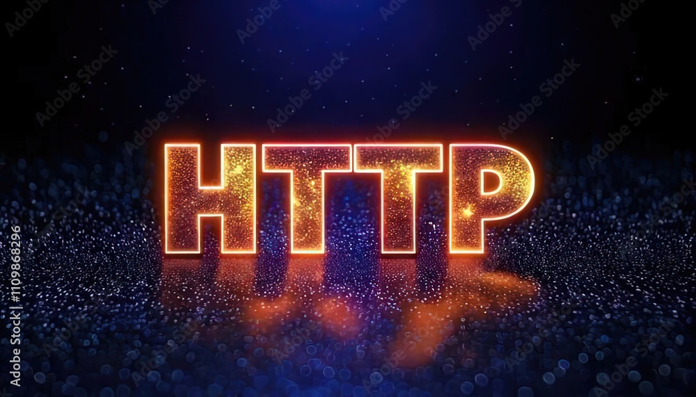 Poster http technology concept with sparkling glitter background