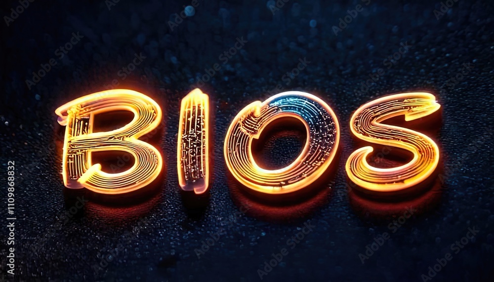 Aufkleber illuminated bios text with circuitry design