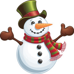 snowman, christmas, winter, snow, hat, holiday, cold, scarf, illustration, xmas, vector, carrot, cartoon, 3d, december, ice, season, frost, celebration, art, santa, decoration, happy, cute, new year