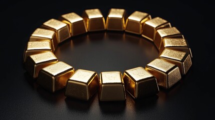 Golden bars arranged in a circular formation