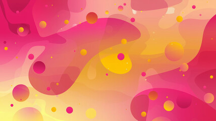 Abstract Pink and Yellow Amorphous Shapes with Circular Elements