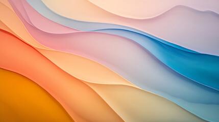 kaleidoscope of colors forms mesmerizing abstract pattern with flowing waves in soft pastel shades. This vibrant design evokes sense of calm and creativity