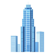 Fototapeta premium Modern skyscraper design showcasing a tall blue building in an urban setting