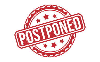 POSTPONED rubber stamp on white background. POSTPONED Stamp.