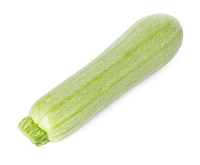 One fresh ripe zucchini isolated on white, top view