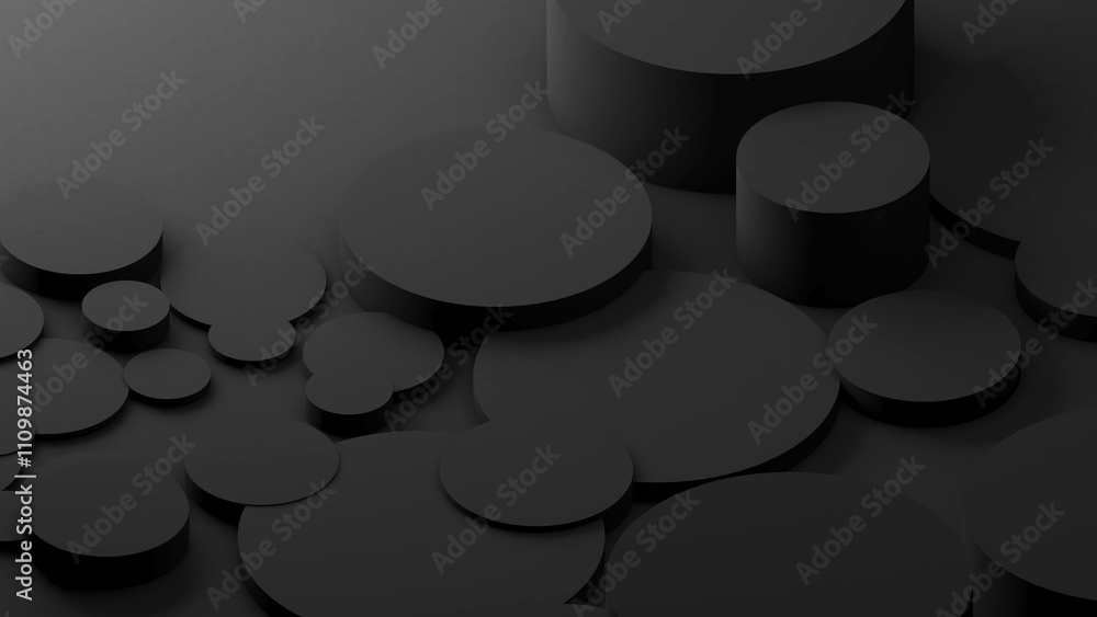 Poster abstract geometric background shapes black circle in relief, both high and low used to add different