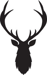 Silhouette horned deer on white background