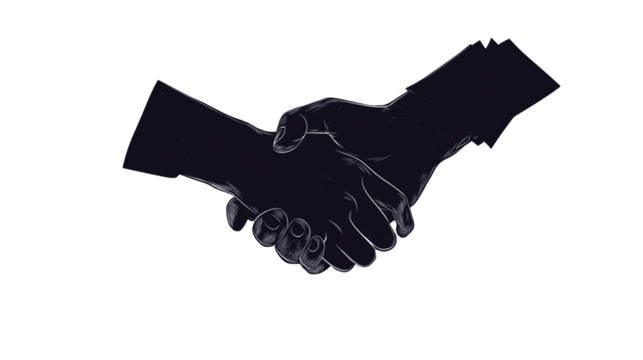 handshake isolated on black