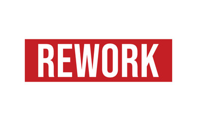 REWORK red rubber stamp vector design.