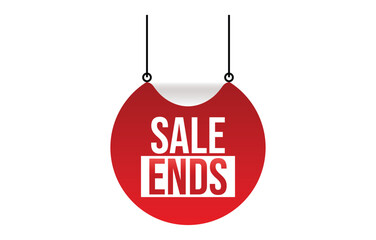 Sale Ends red vector banner illustration isolated on white background