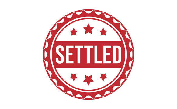SETTLED rubber stamp on white background. SETTLED Stamp.