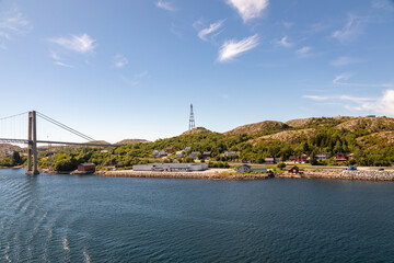 The Span of the Nærøysund Bridge across Nærøysundet strait in northern Norway on a Perfect Midsummer Day