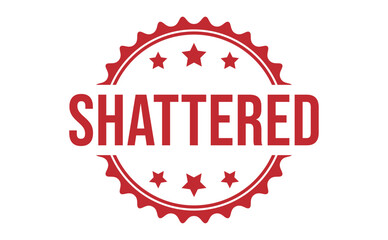 SHATTERED rubber stamp vector illustration on white background