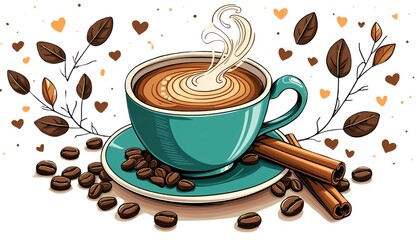 Obraz premium cup of coffee with beans