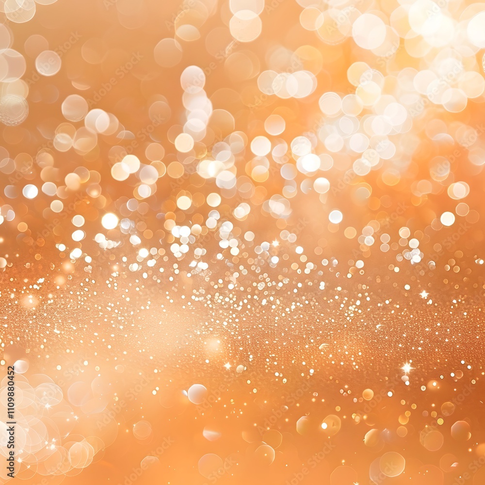 Poster a shimmering orange background filled with soft bokeh lights, creating a festive ambiance.