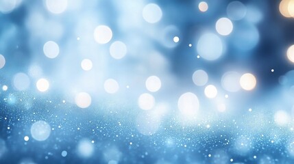 Obraz premium A soft blue bokeh background featuring luminous orbs; ideal for calming designs, wellness promotions, mindfulness events, and serene holiday cards.