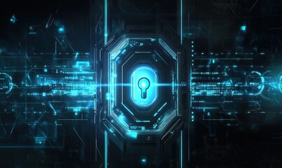 Futuristic Digital Security System Interface: Keyhole in a Cybernetic Network