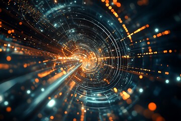 Obraz premium Abstract digital tunnel. Concept of technology, future, and innovation.
