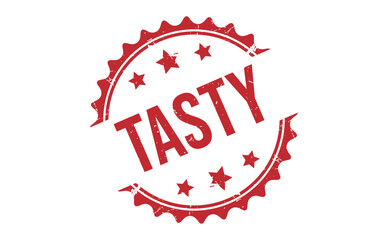 TASTY Red rubber stamp on white background. TASTY stamp sign. TASTY stamp.