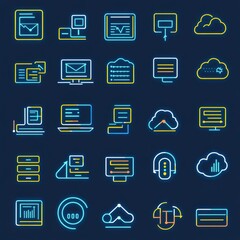 Modern Management Information System Icons Collection