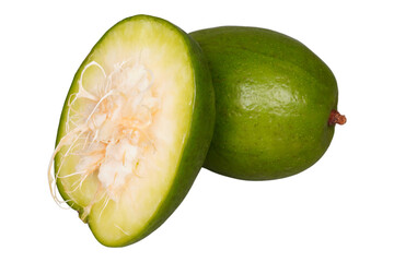 Whole kedondong or ambarella fruit with slices isolated transparent