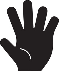 An illustration of a silhouette icon depicting an open hand with five fingers spread