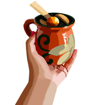 Ponche de frutas en una mano