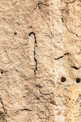 Carvings and Petroglyphs carved by the Ancestral Puebloans on the Rock Walls of Bandelier National Monument, New Mexico, United States