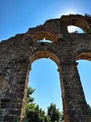 Close-up of an ancient Roman aqueduct (Antalya Province, Turkiye)