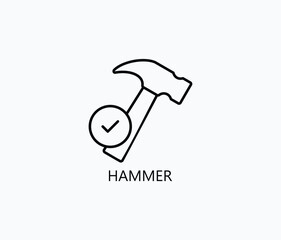 Hammer Vector, Icon Or Logo Sign Symbol Illustration 