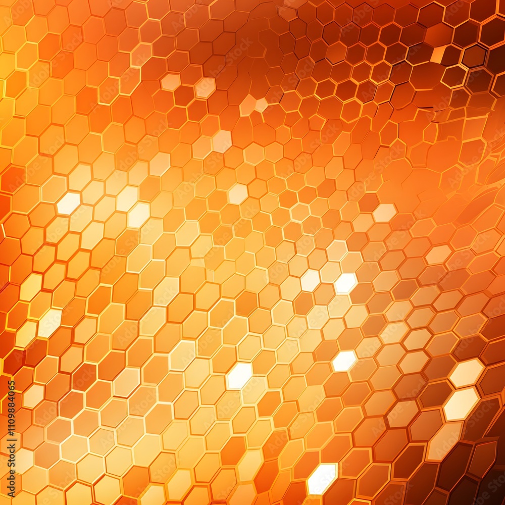 Aufkleber a vibrant abstract background featuring a hexagonal pattern in warm orange tones.