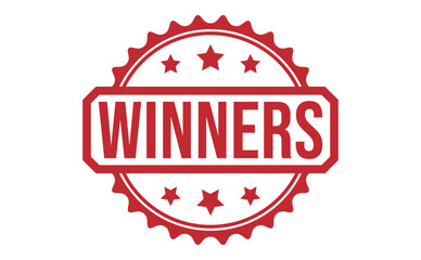 WINNERS Red rubber stamp on white background. WINNERS stamp sign. WINNERS stamp.