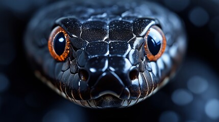 Fototapeta premium Closeup of a Majestic Black Snake with Striking Eyes