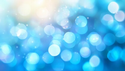 Fototapeta premium A dreamy, ethereal bokeh background in pale blue and white, ideal for serene presentations, website headers, or invitations for weddings, baby showers, and summer events.