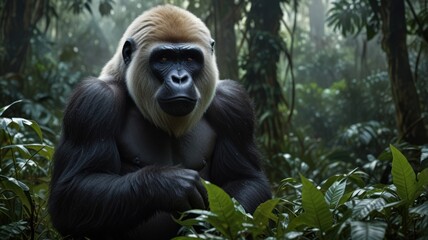 Majestic Gorilla in Rainforest