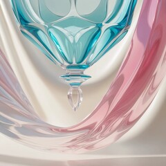 AI GENERATE background, A translucent vase refracting light in gradients of turquoise and pink