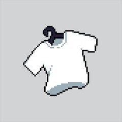 Pixel art illustration Hanged Clothes. Pixelated Hanged Shirt. Hanged Clothes shirt icon pixelated for the pixel art game and icon for website and video game. old school retro.