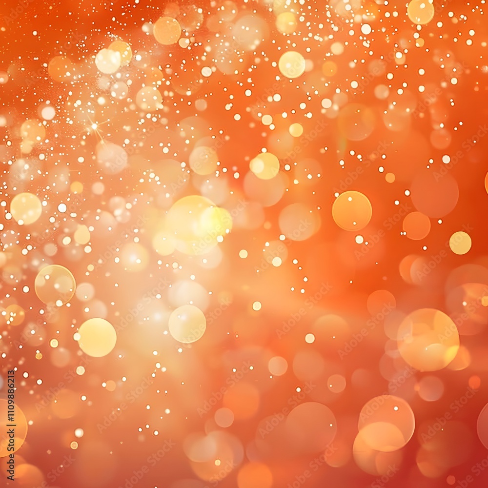 Poster a vibrant orange background with soft bokeh effects, creating a warm and festive atmosphere.